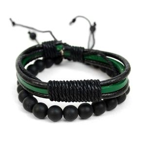 Genuine Leather & Natural Stone Two Pieces Brac.